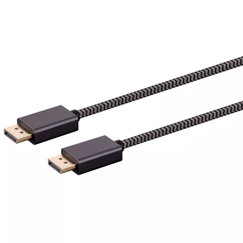 6Ft DisplayPort 1.4 Nylon Braided Video Cable Non‑Locking Plug
