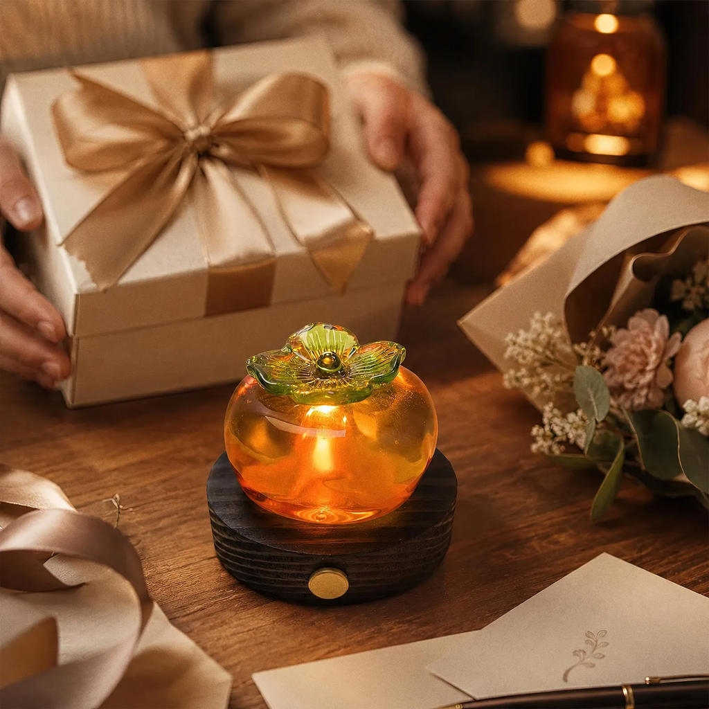 Rechargeable Persimmon Shaped Decor Night Light Touch‑Dimmable Desk Lamp