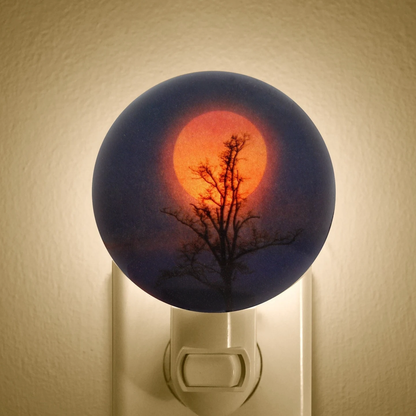 Dome‑Shaped Moon Tree Silhouette Plug‑In Wall Night Light Art Ambient Lamp