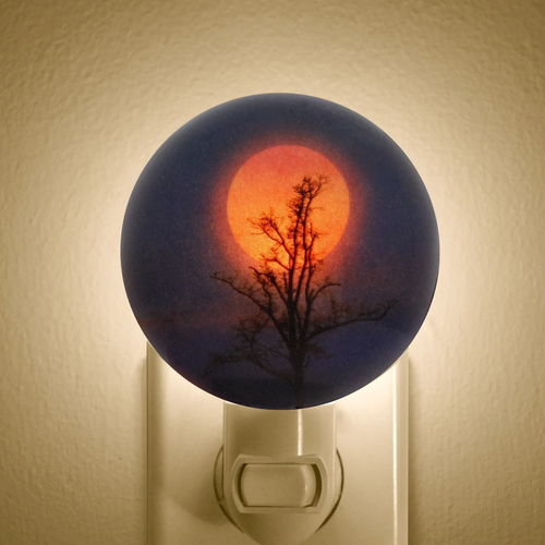 Dome‑Shaped Moon Tree Silhouette Plug‑In Wall Night Light Art Ambient Lamp