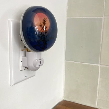 Dome‑Shaped Moon Tree Silhouette Plug‑In Wall Night Light Art Ambient Lamp
