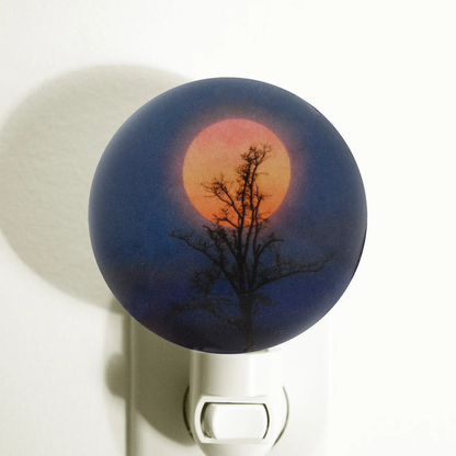 Dome‑Shaped Moon Tree Silhouette Plug‑In Wall Night Light Art Ambient Lamp