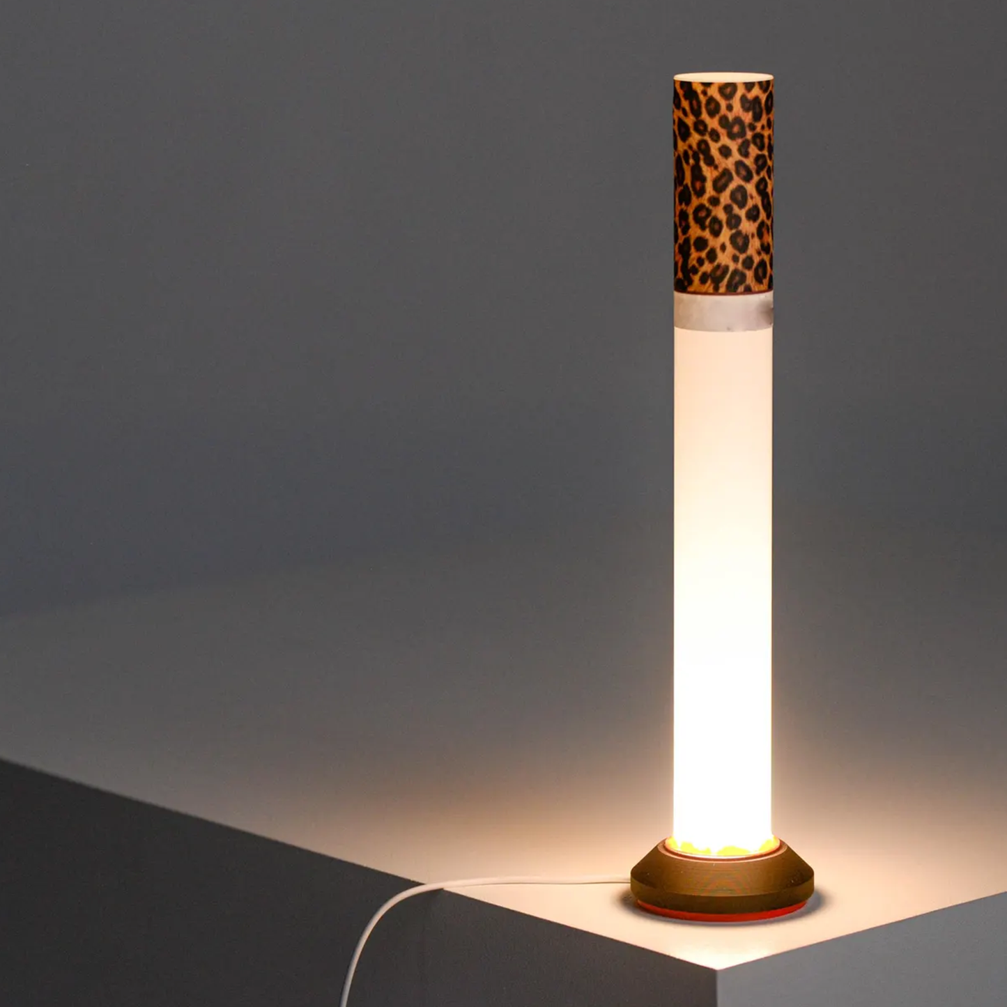 Leopard Print Tube‑Shaped Ambient Lamp Modern Statement Table Night Light